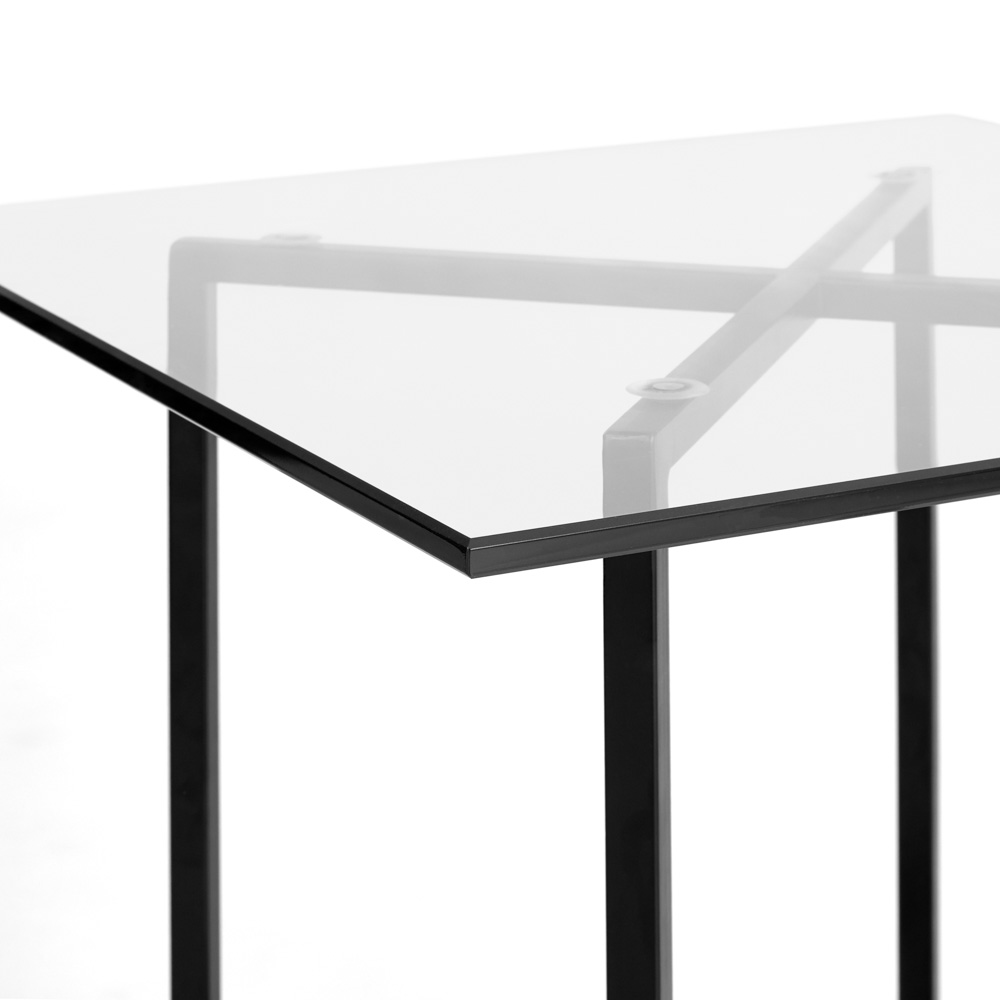 Ida Glass Top End Table: Black Frame